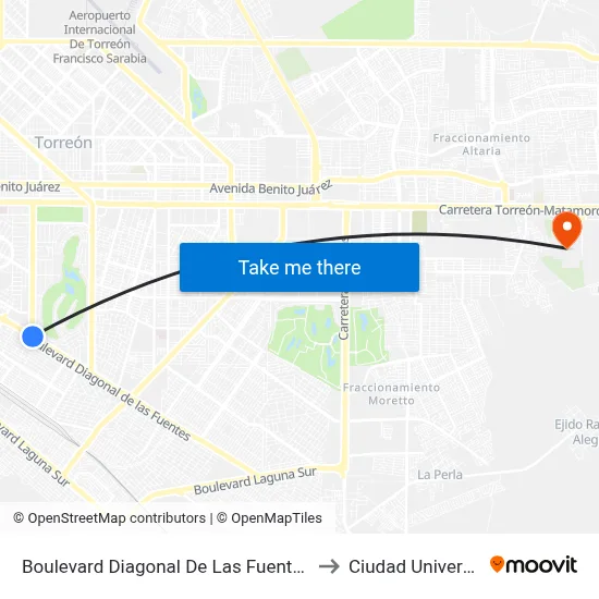 Boulevard Diagonal De Las Fuentes, 1003_1 to Ciudad Universitaria map