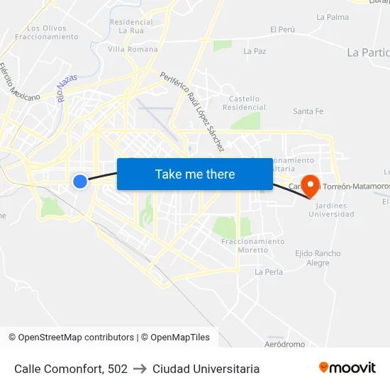 Calle Comonfort, 502 to Ciudad Universitaria map