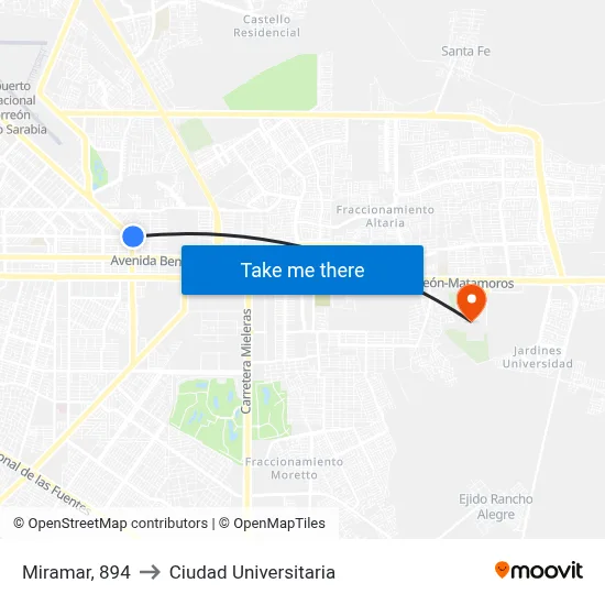 Miramar, 894 to Ciudad Universitaria map