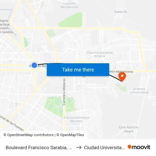 Boulevard Francisco Sarabia, 110 to Ciudad Universitaria map