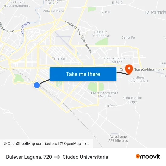 Bulevar Laguna, 720 to Ciudad Universitaria map
