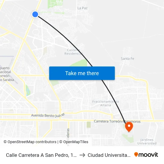 Calle Carretera A San Pedro, 123 to Ciudad Universitaria map