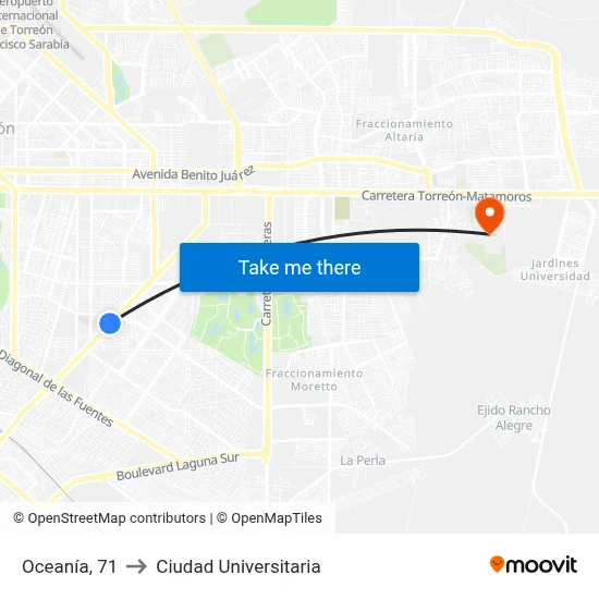 Oceanía, 71 to Ciudad Universitaria map