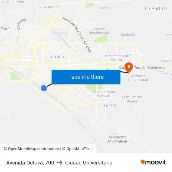 Avenida Octava, 700 to Ciudad Universitaria map