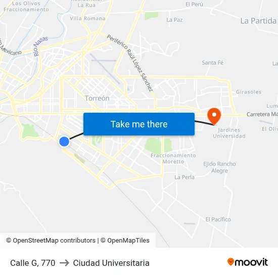 Calle G, 770 to Ciudad Universitaria map