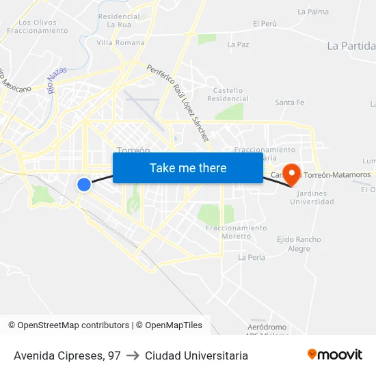 Avenida Cipreses, 97 to Ciudad Universitaria map