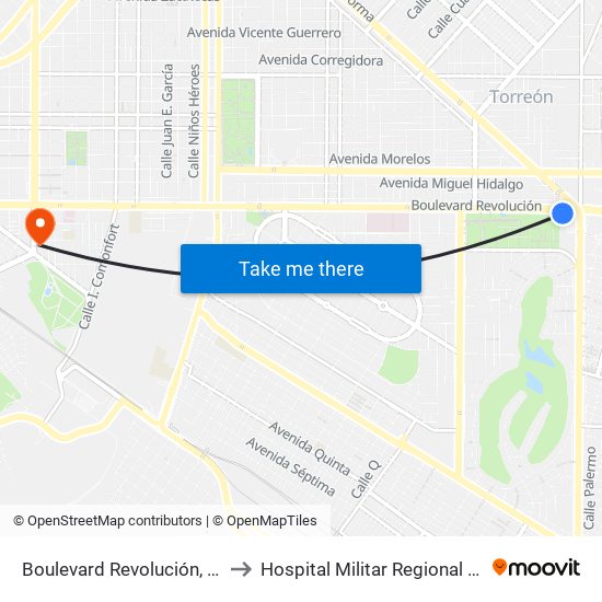 Boulevard Revolución, 3951 to Hospital Militar Regional XI Rm map