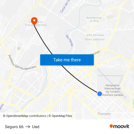 Seguro 66 to Uad map