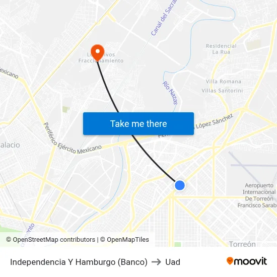 Independencia Y Hamburgo (Banco) to Uad map