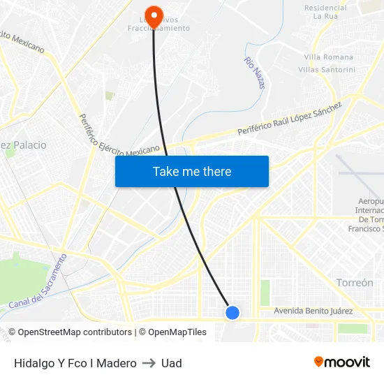 Hidalgo Y Fco I Madero to Uad map