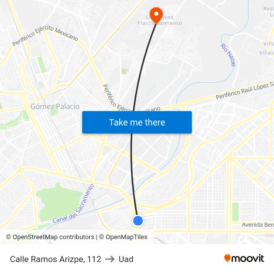 Calle Ramos Arizpe, 112 to Uad map