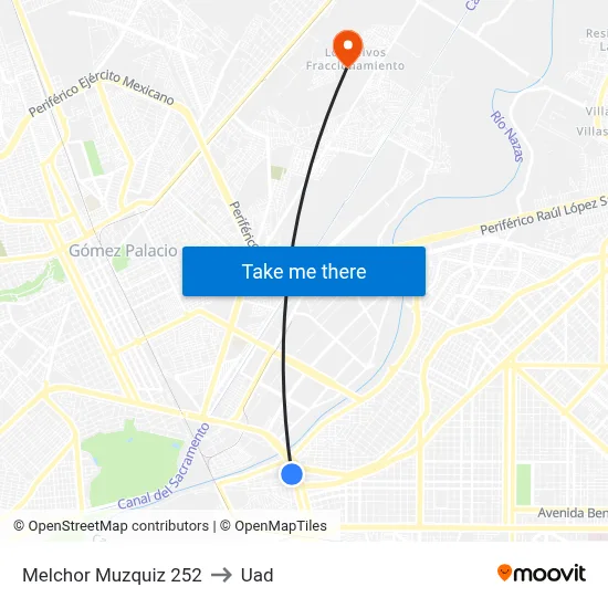 Melchor Muzquiz 252 to Uad map