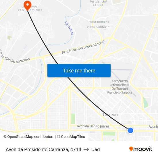 Avenida Presidente Carranza, 4714 to Uad map