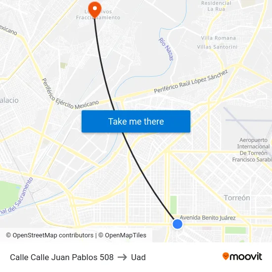 Calle Calle Juan Pablos 508 to Uad map