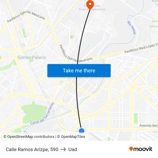 Calle Ramos Arizpe, 590 to Uad map