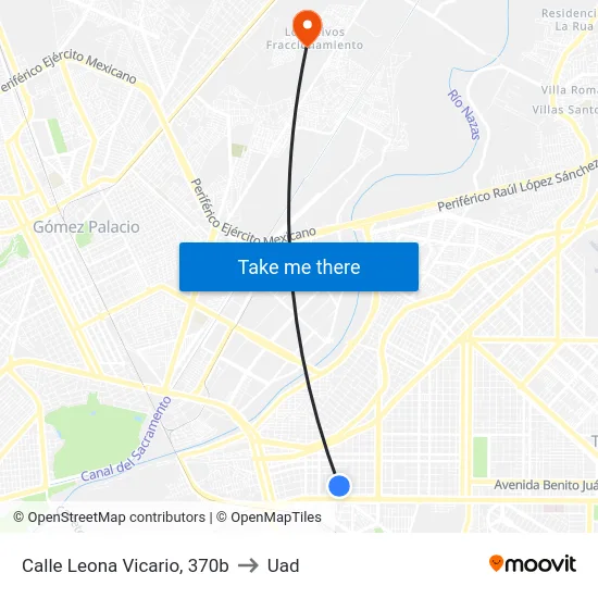 Calle Leona Vicario, 370b to Uad map