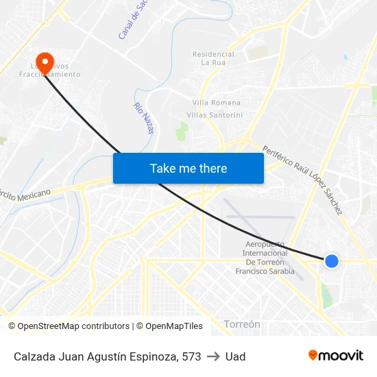 Calzada Juan Agustín Espinoza, 573 to Uad map