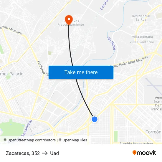 Zacatecas, 352 to Uad map