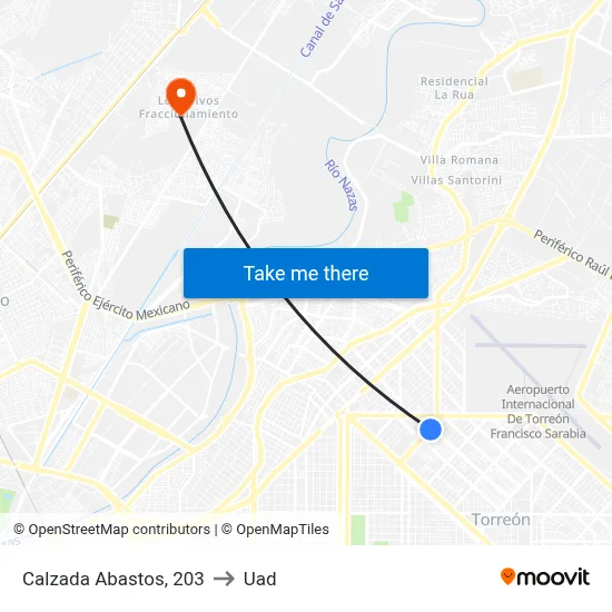 Calzada Abastos, 203 to Uad map