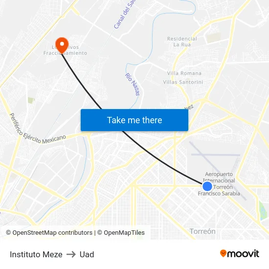 Instituto Meze to Uad map