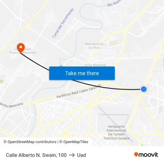 Calle Alberto N. Swain, 100 to Uad map