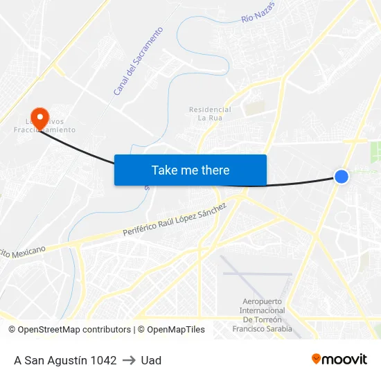 A San Agustín 1042 to Uad map