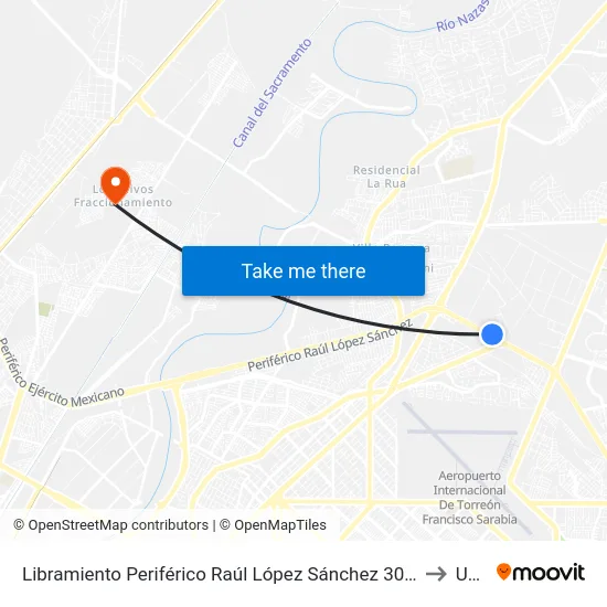 Libramiento Periférico Raúl López Sánchez 3007 to Uad map