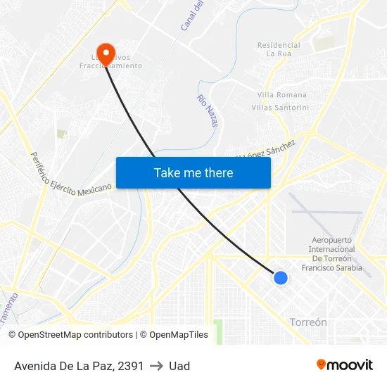 Avenida De La Paz, 2391 to Uad map