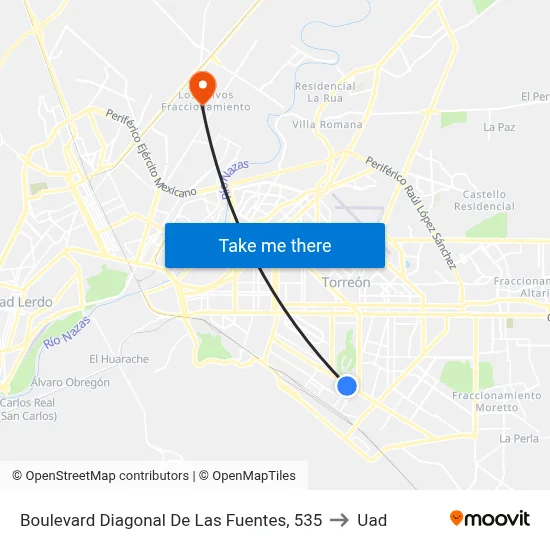 Boulevard Diagonal De Las Fuentes, 535 to Uad map