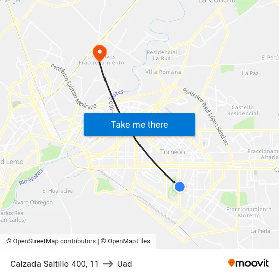 Calzada Saltillo 400, 11 to Uad map