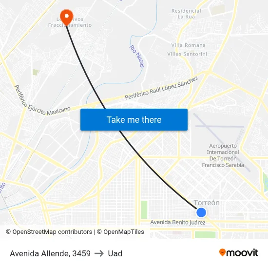 Avenida Allende, 3459 to Uad map
