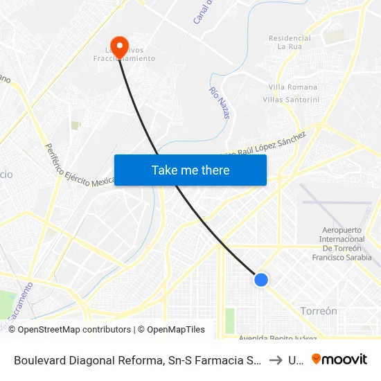 Boulevard Diagonal Reforma, Sn-S Farmacia San Rafael to Uad map