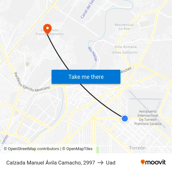 Calzada Manuel Ávila Camacho, 2997 to Uad map