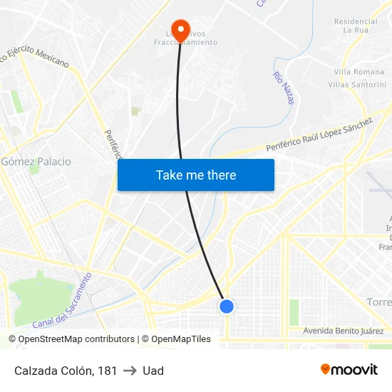 Calzada Colón, 181 to Uad map