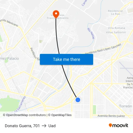 Donato Guerra, 701 to Uad map