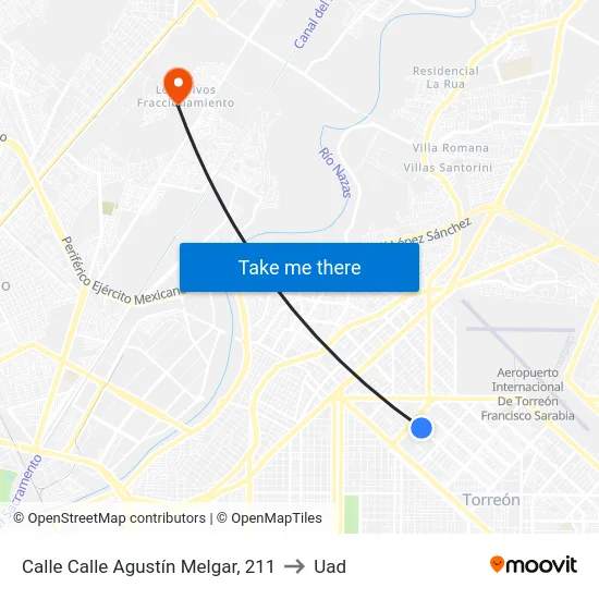 Calle Calle Agustín Melgar, 211 to Uad map