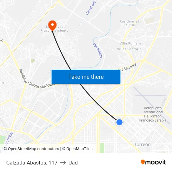 Calzada Abastos, 117 to Uad map