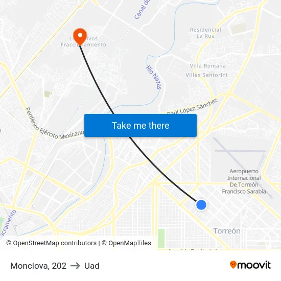Monclova, 202 to Uad map