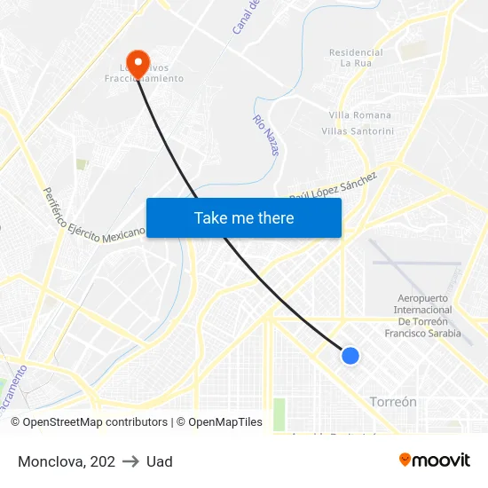 Monclova, 202 to Uad map