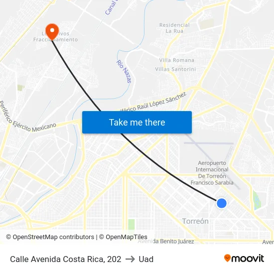 Calle Avenida Costa Rica, 202 to Uad map