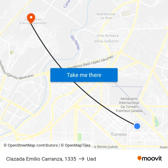 Clazada Emilio Carranza, 1335 to Uad map
