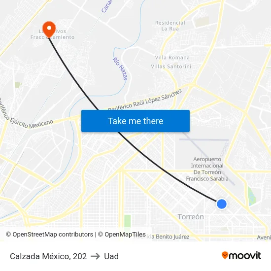 Calzada México, 202 to Uad map