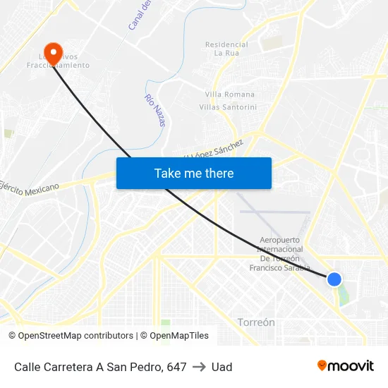 Calle Carretera A San Pedro, 647 to Uad map