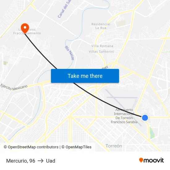 Mercurio, 96 to Uad map