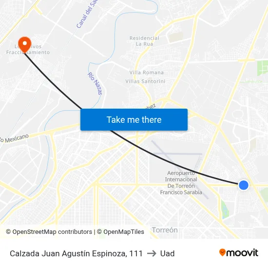 Calzada Juan Agustín Espinoza, 111 to Uad map