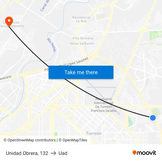 Unidad Obrera, 132 to Uad map