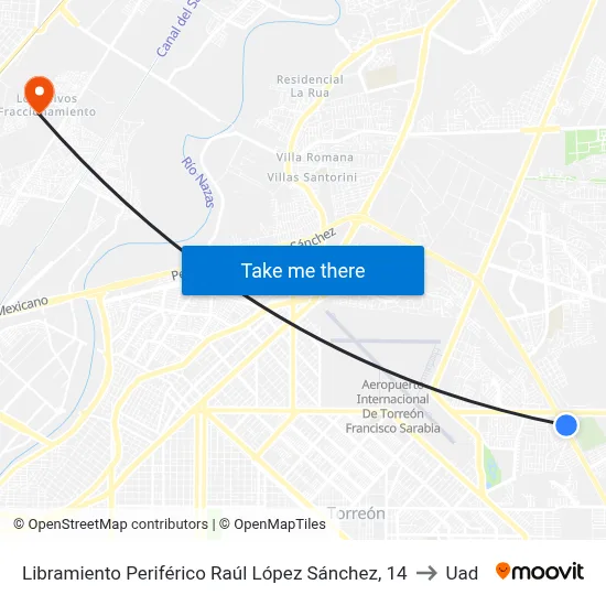 Libramiento Periférico Raúl López Sánchez, 14 to Uad map