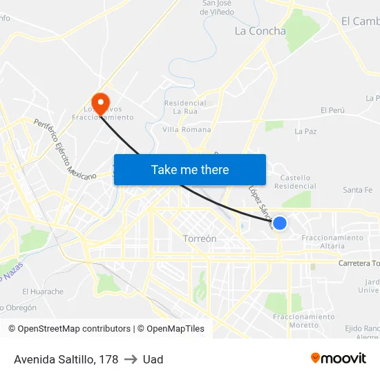 Avenida Saltillo, 178 to Uad map