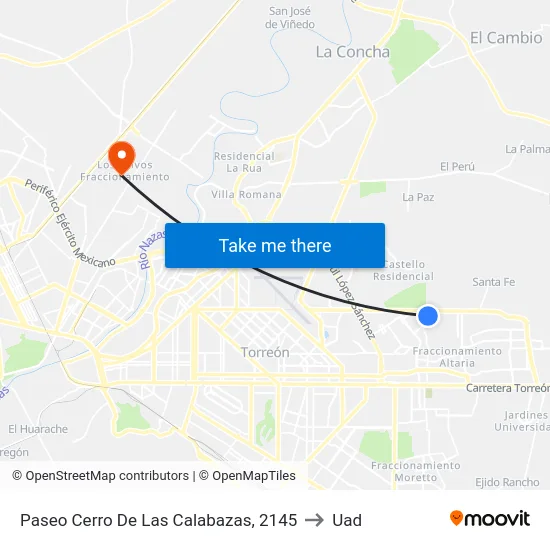 Paseo Cerro De Las Calabazas, 2145 to Uad map