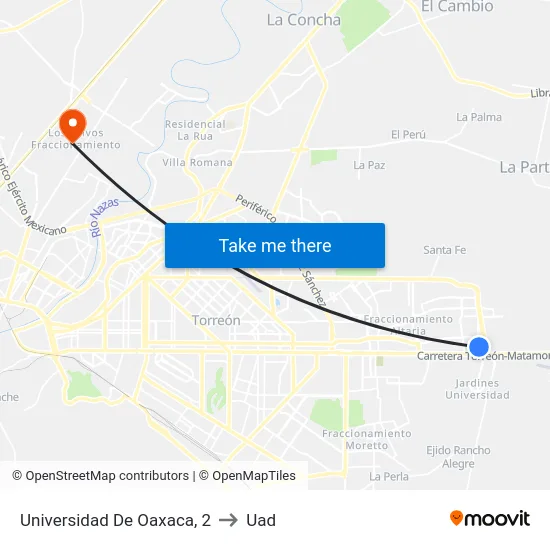 Universidad De Oaxaca, 2 to Uad map
